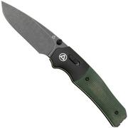 QSP Knife Vault QS157-B2 Dark Stonewashed Green Micarta, couteau de poche, Jacob Lundquist Design
