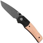 QSP Knife Vault QS157-D2 Blackwashed 14C28N, Copper Foil G10, zakmes, Jacob Lundquist design