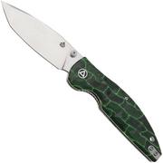 QSP Knife Turtle Punk QS158-C1 Stonewashed 14C28N Black Green G10, navalha, Keanu Alfaro design