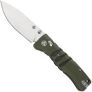 QSP Knife Ripley QS160-C1 Stonewashed 14C28N Olive Green Black G10, couteau de poche, Keanu Alfaro design