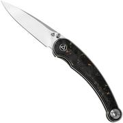 QSP Knife Dolphin 161-A Polished 14C28N, Shredded Carbon Fiber, pocket knife