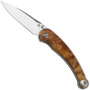 QSP Knife Dolphin 161-B Polished 14C28N, Stabilized Wood, pocket knife