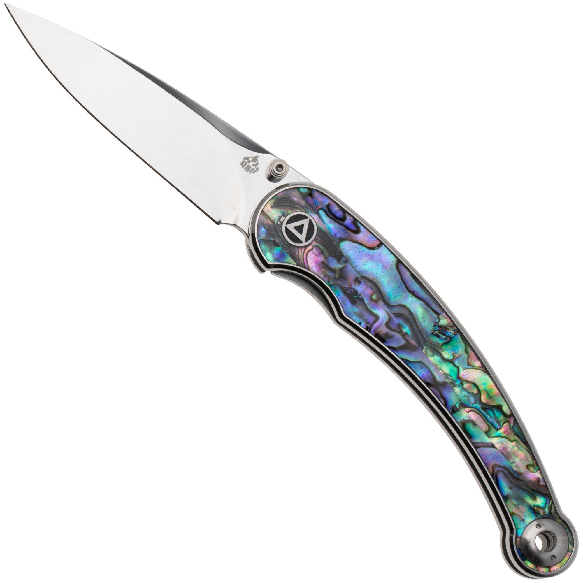 QSP Knife Dolphin QS161-D Polished 14C28N, Abalone, navalha