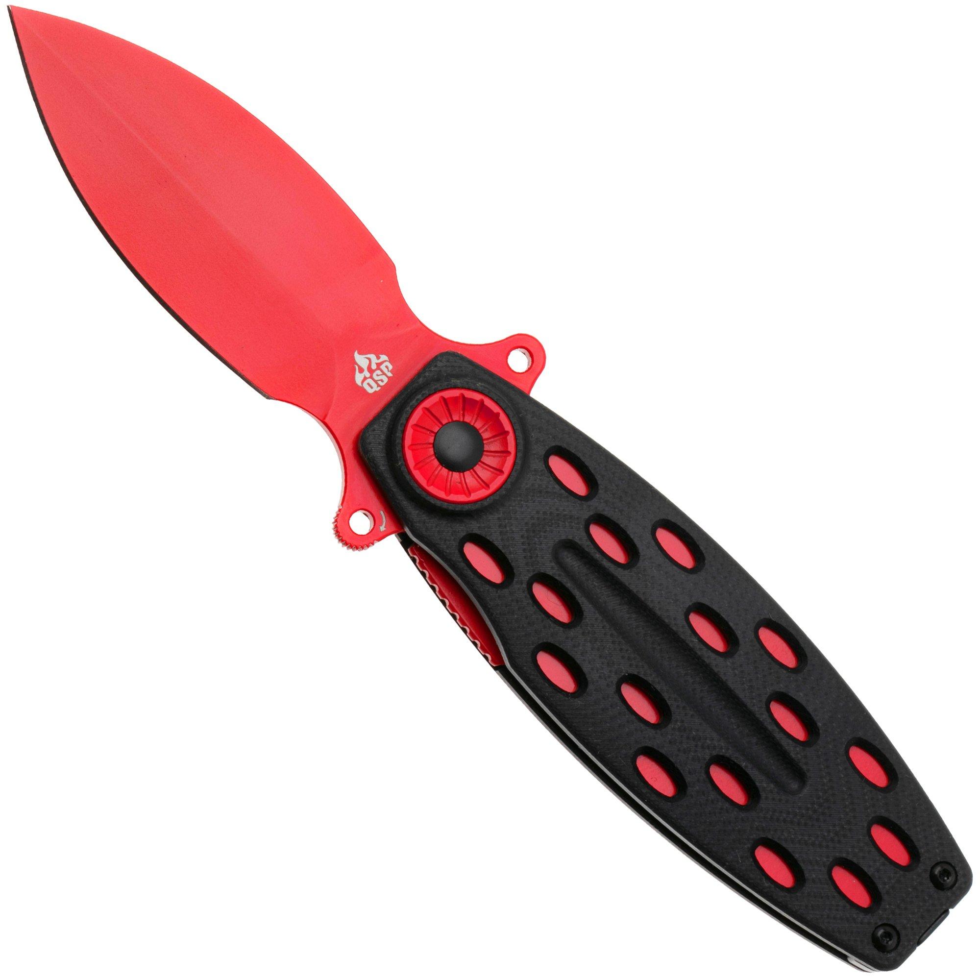 QSP Knife Beetle 162-D, Red 14C28N, Black G10, Taschenmesser