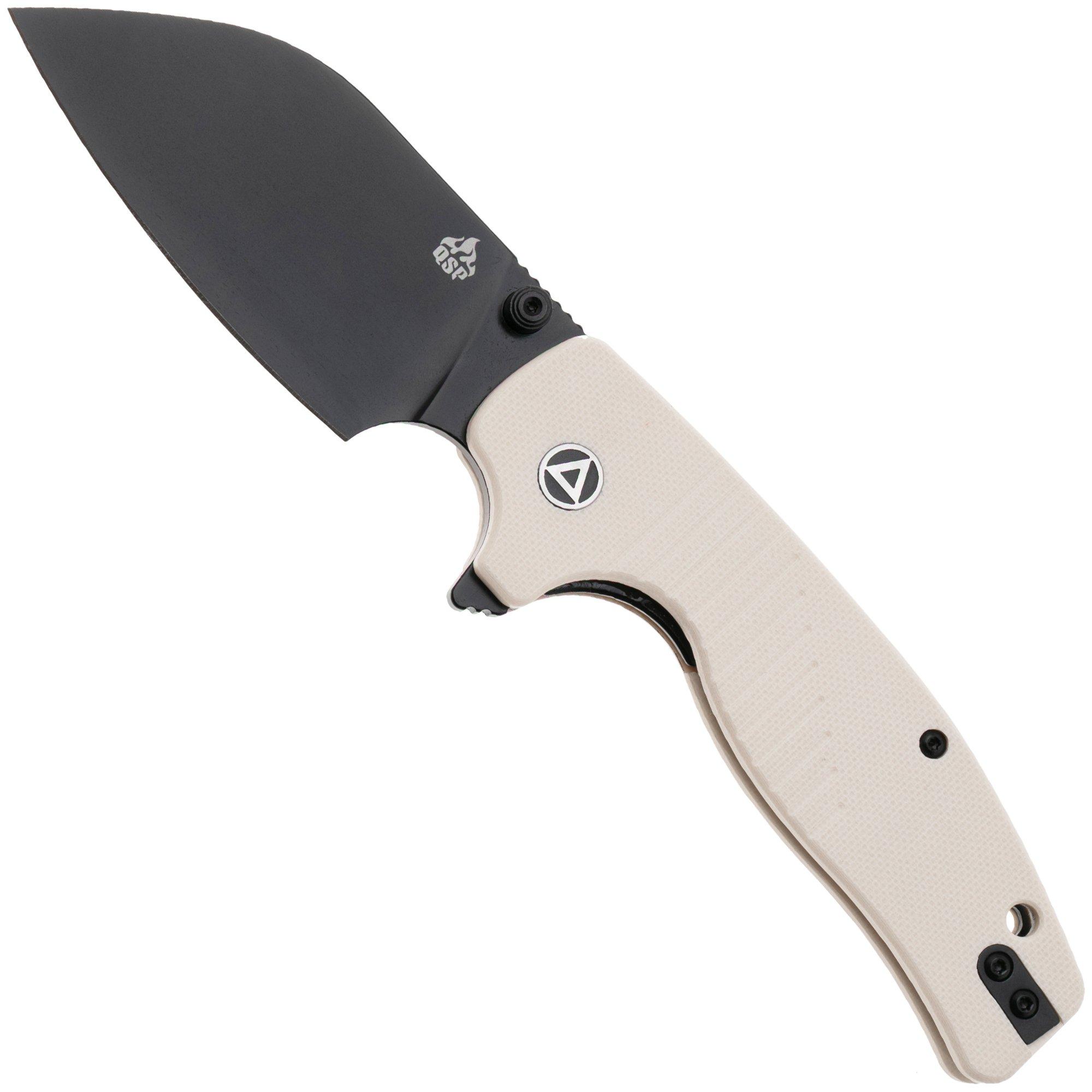 Nóż składany QSP Knife Chefmaster 163-B2, Black 14C28N, Ivory White G10, projekt Keanu Alfaro