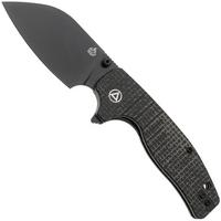 Image for QSP Knife Chefmaster 163-C2, Black 14C28N, Brown Coarse Micarta, pocket knife, Keanu Alfaro design