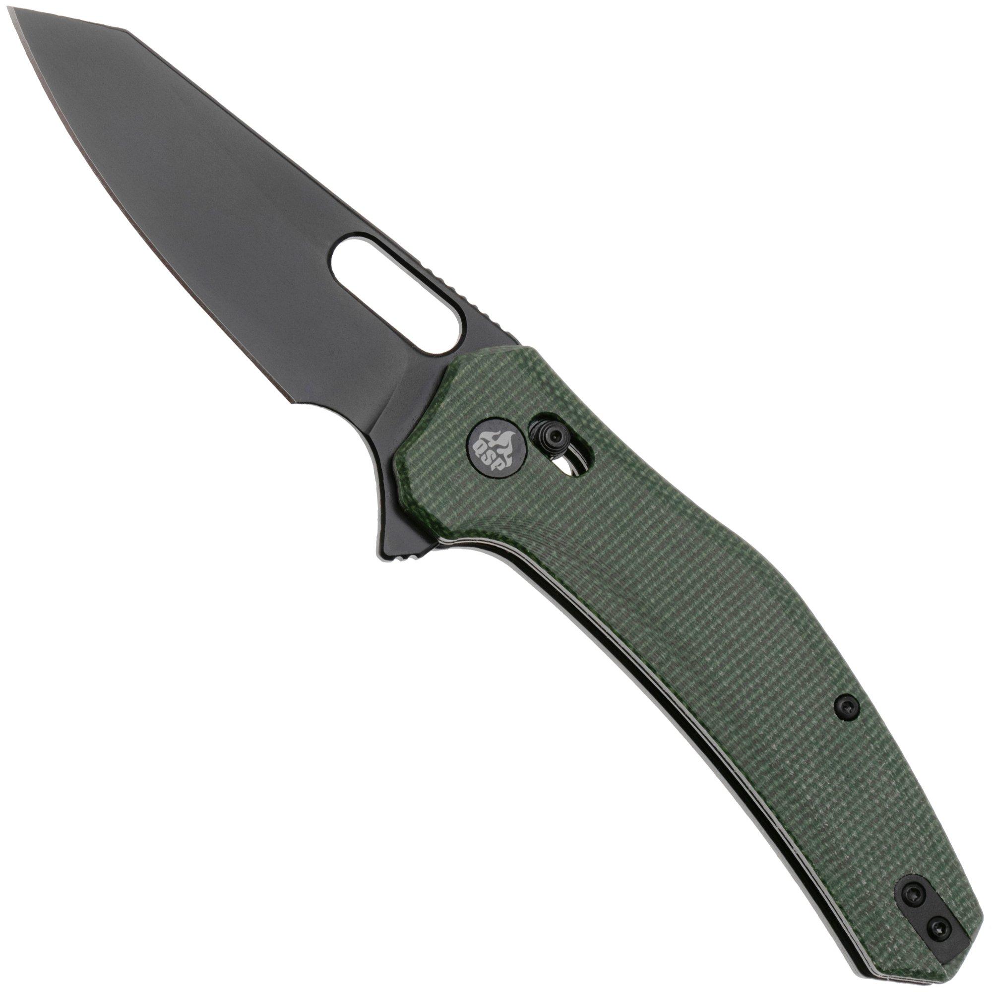 Nóż składany QSP Knife Emu 164-B2, Black 14C28N, Green Micarta