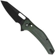 QSP Knife Emu 164-B2, Black 14C28N, Green Micarta, zakmes