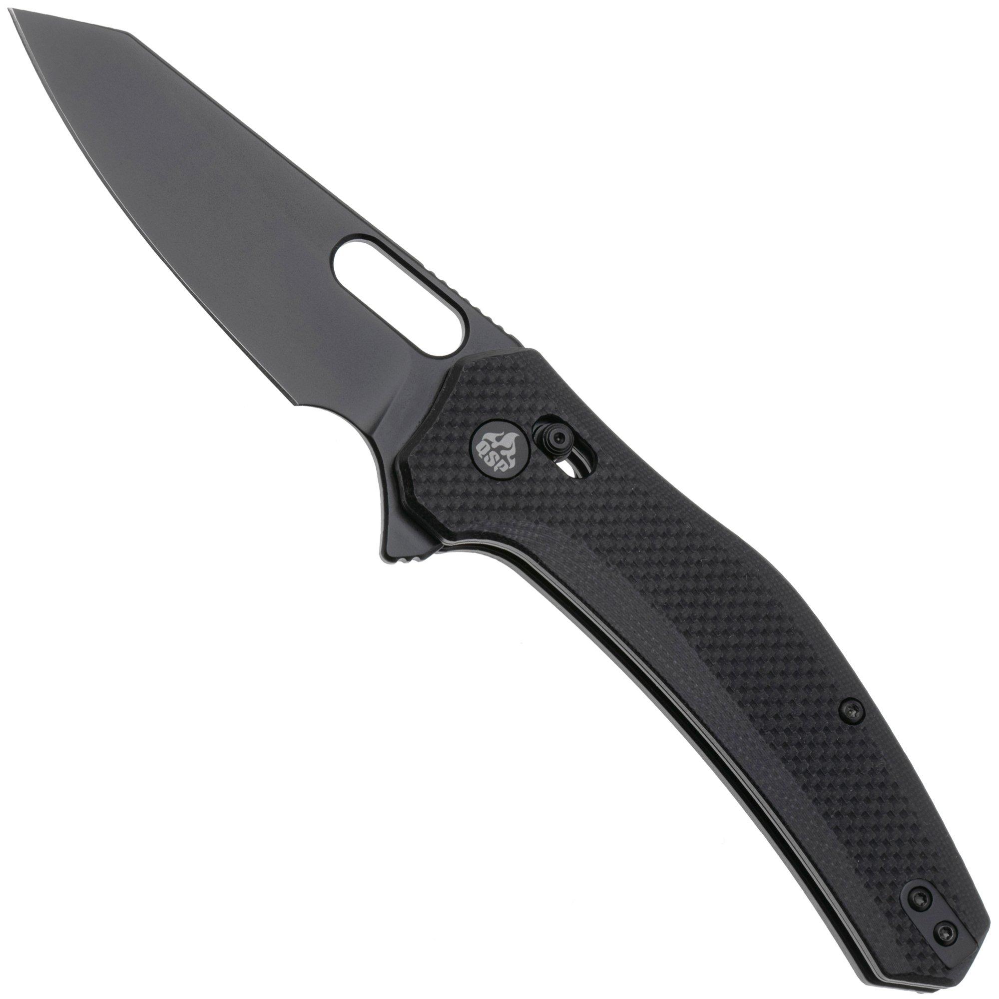 QSP Knife Emu 164-C2, Black 14C28N, Black Coarse G10, Taschenmesser