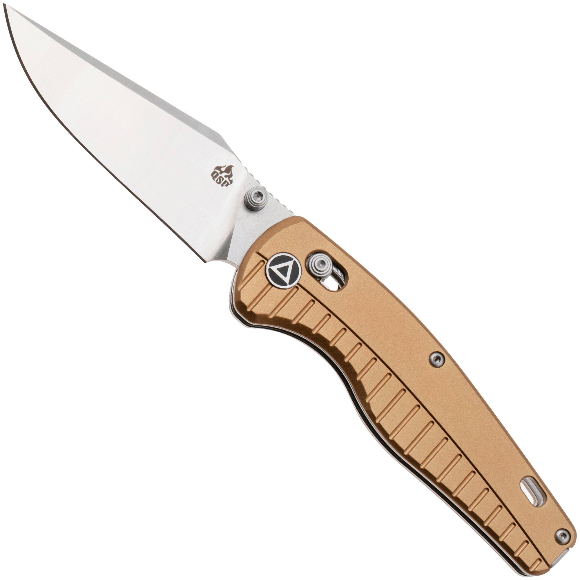 Nóż składany QSP Knife Reptile QS165-A1 Satin 14C28N, Champagne Aluminium