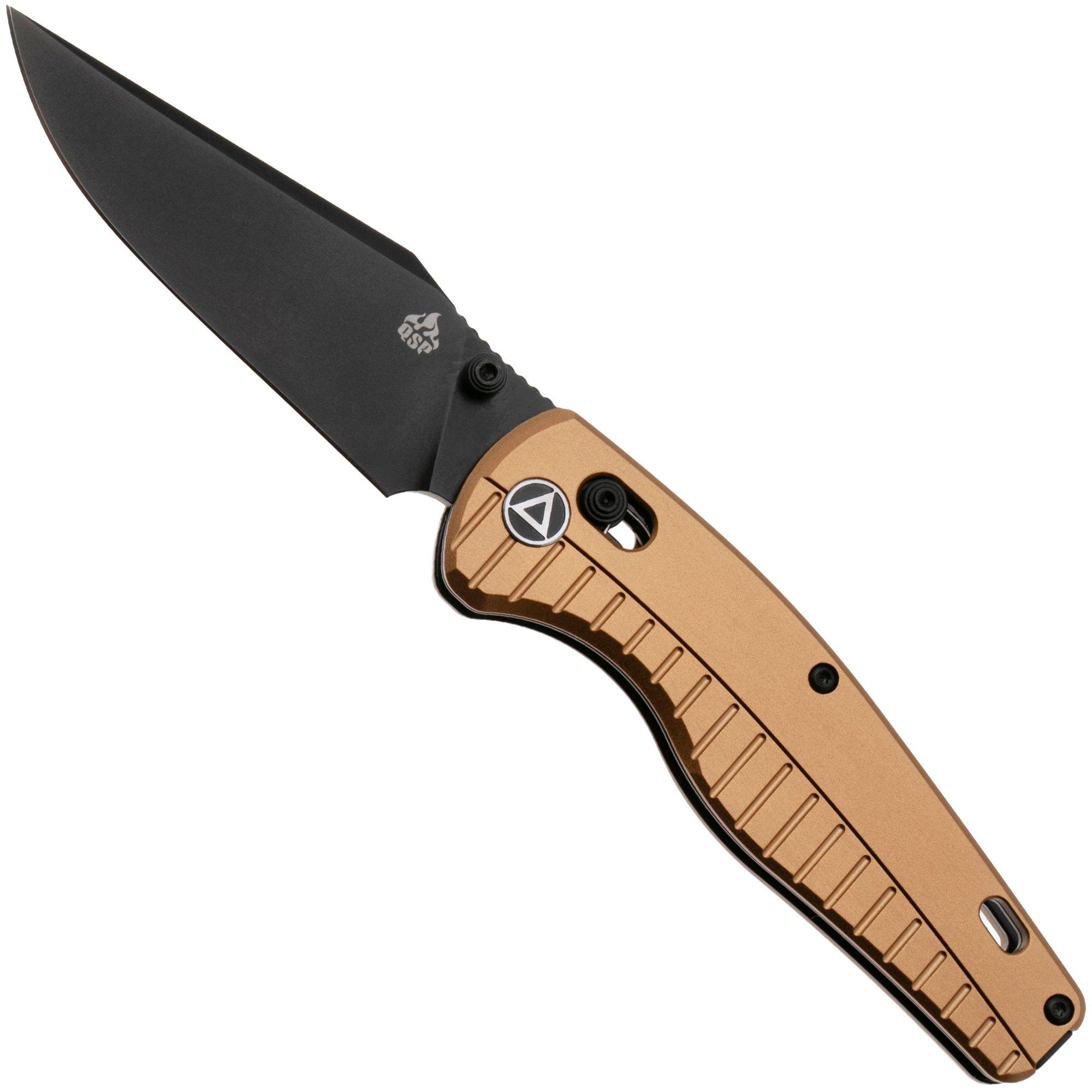 QSP Knife Reptile QS165-A2 PVD 14C28N, Champagne Aluminium, pocket knife