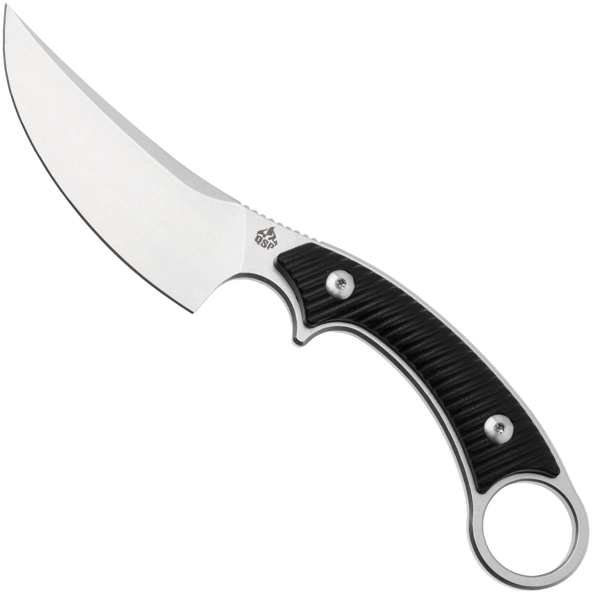 QSP Knife Viper QS166-A1 Stonewashed 10Cr15MoV, Black G10, fixed knife