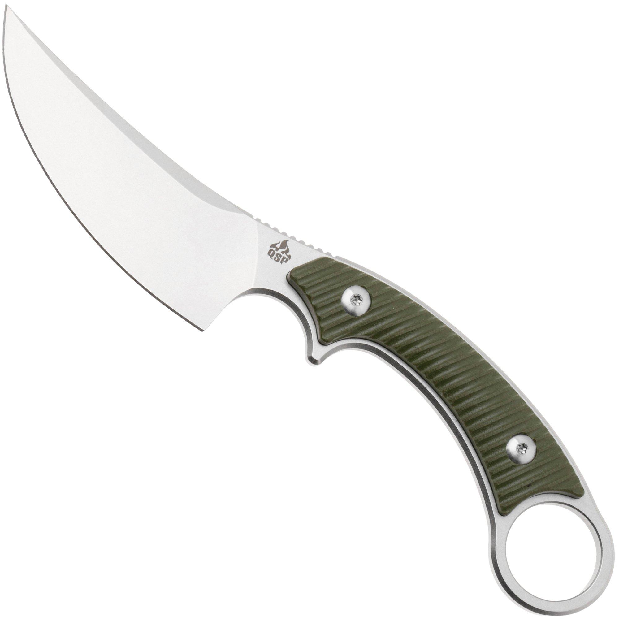 QSP Knife Viper QS166-B1 Stonewashed 10Cr15MoV, Green G10, fixed knife
