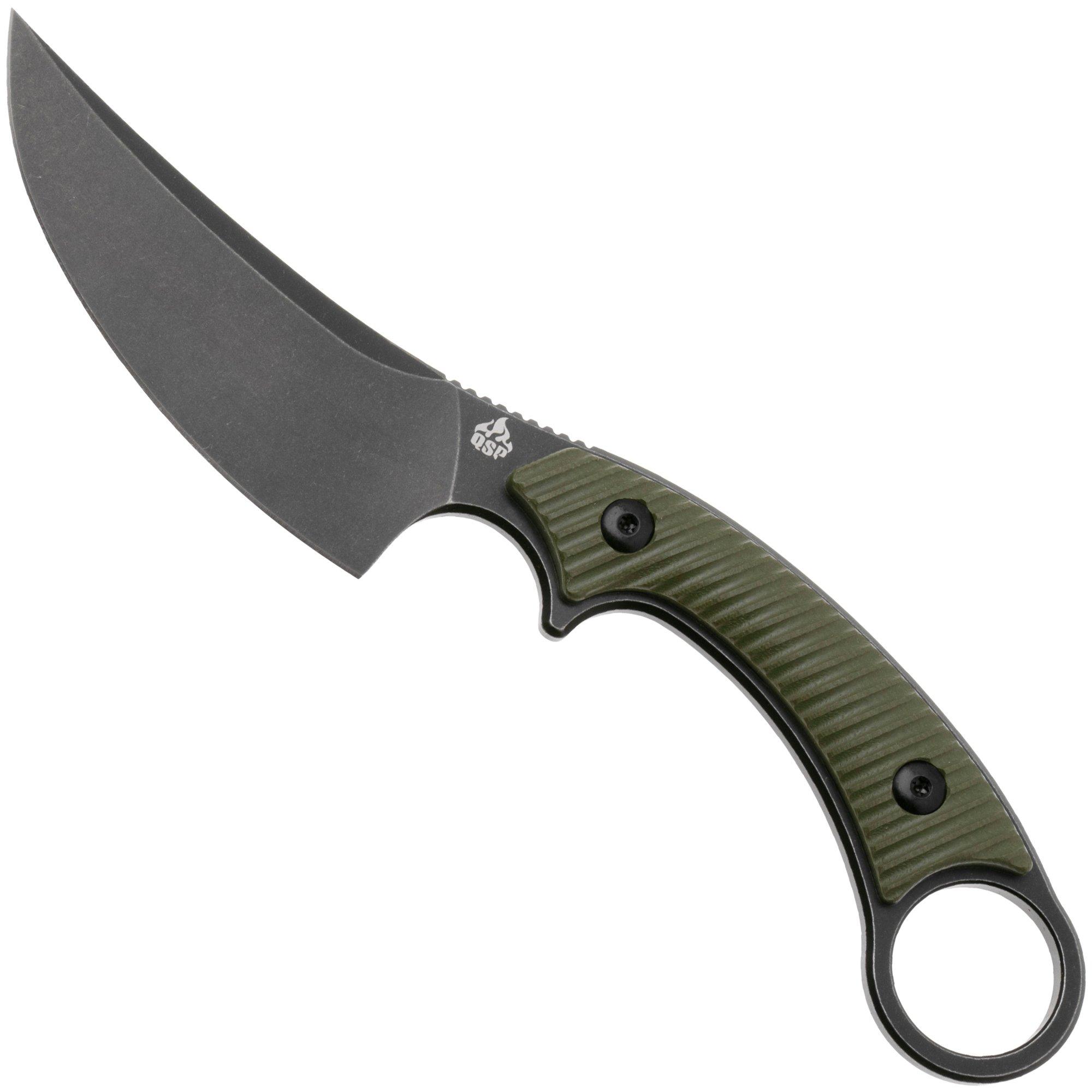 QSP Knife Viper QS166-B2 Blackwashed 10Cr15MoV, Green G10, fixed knife