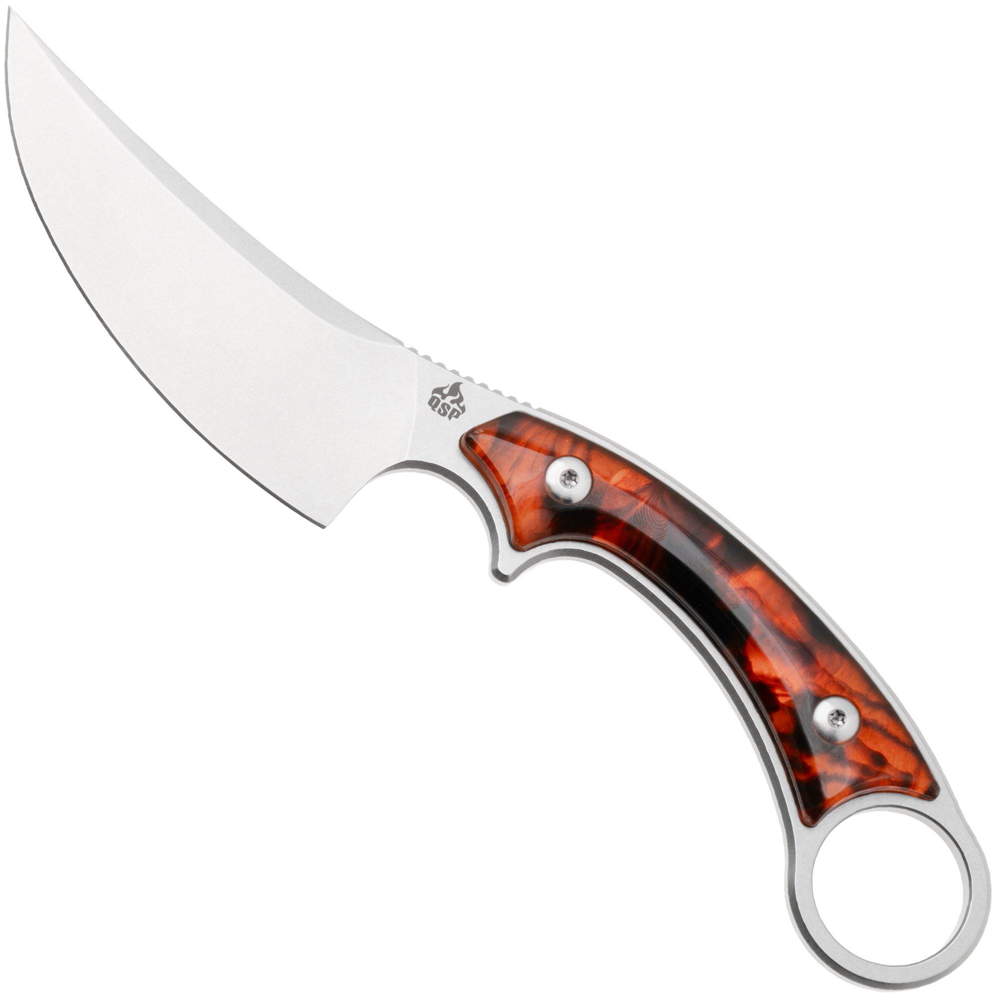 QSP Knife Viper QS166-C1 Stonewashed 10Cr15MoV, Tortoise Resin, fixed knife