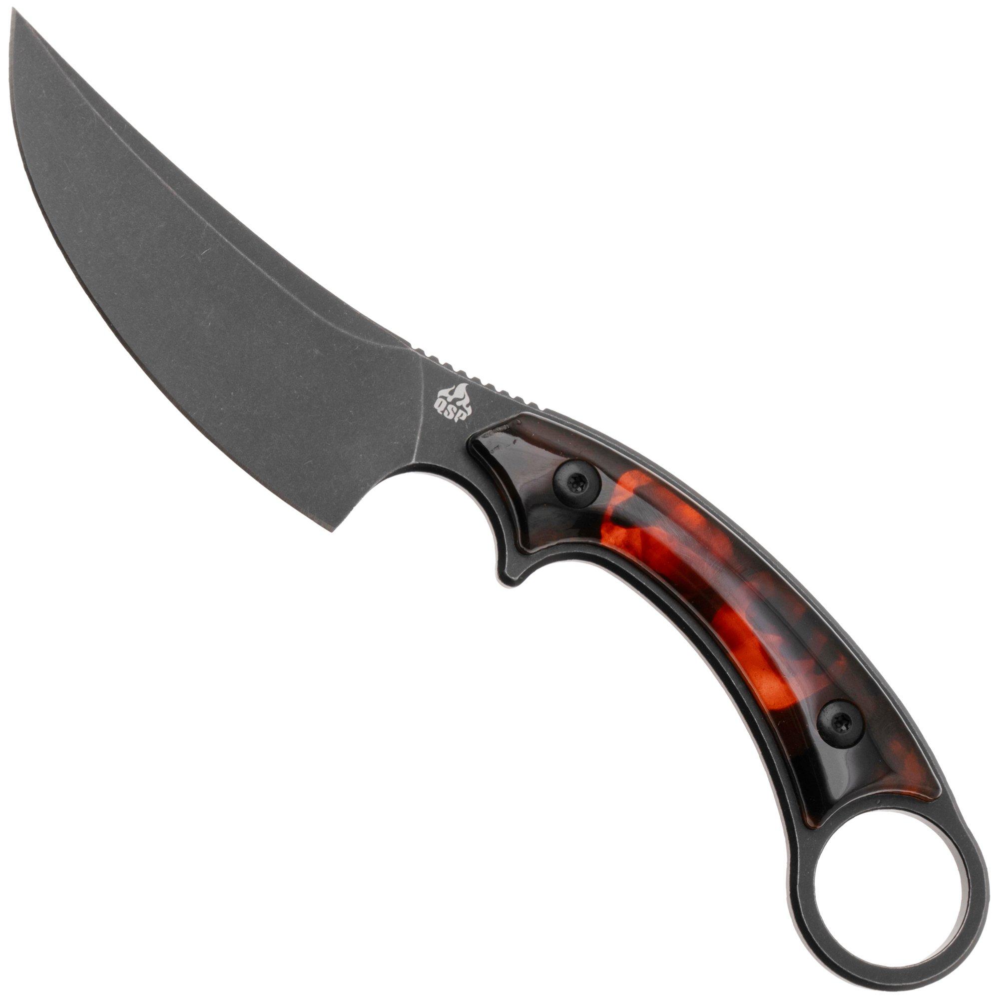 QSP Knife Viper QS166-C2 Blackwashed 10Cr15MoV, Tortoise Resin, fixed knife