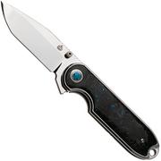 Afbeelding voor QSP Knife Nebula QS168-C Mirror Polish 14C28N Blue Shredded Carbon Fiber, zakmes