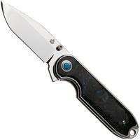 Afbeelding voor QSP Knife Nebula QS168-C Mirror Polish 14C28N Blue Shredded Carbon Fiber, zakmes