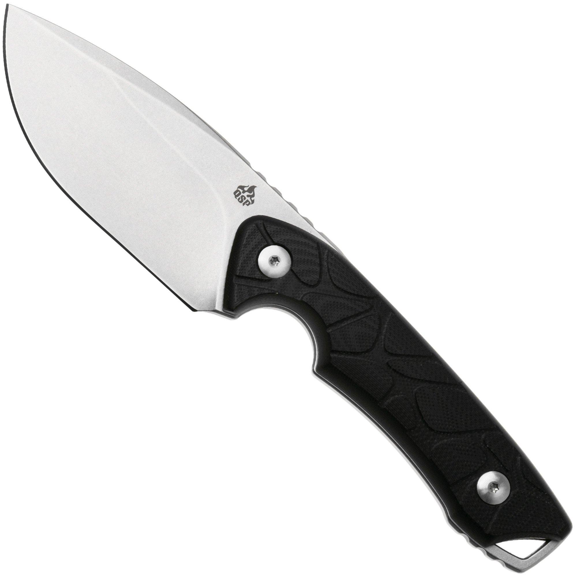 QSP Knife Tiny TOT QS169-A1 Stonewashed 10Cr15MoV Black G10, fixed knife