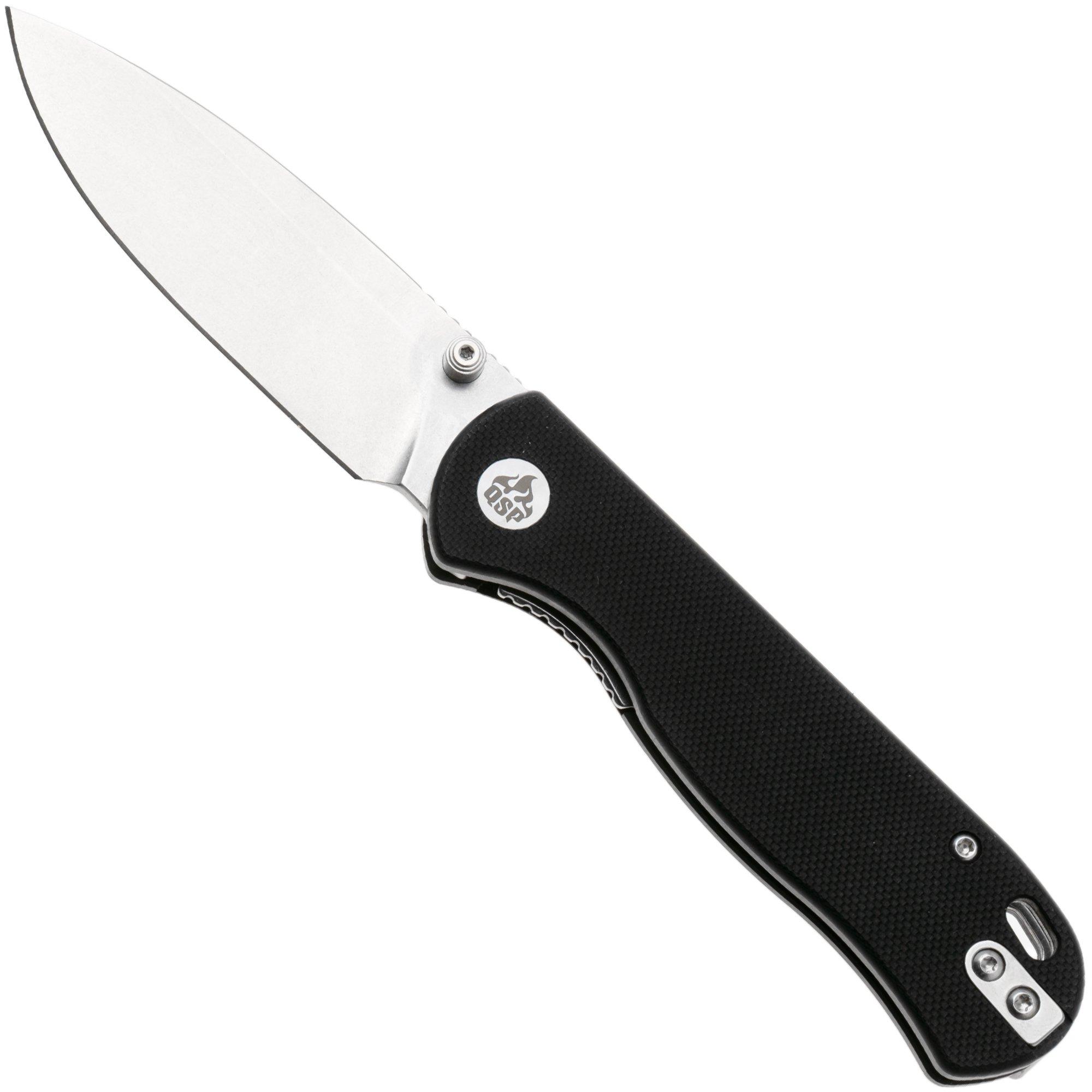 QSP Knife Ferret QS170-A1, Stonewashed Nitro-V, Black G10 zakmes