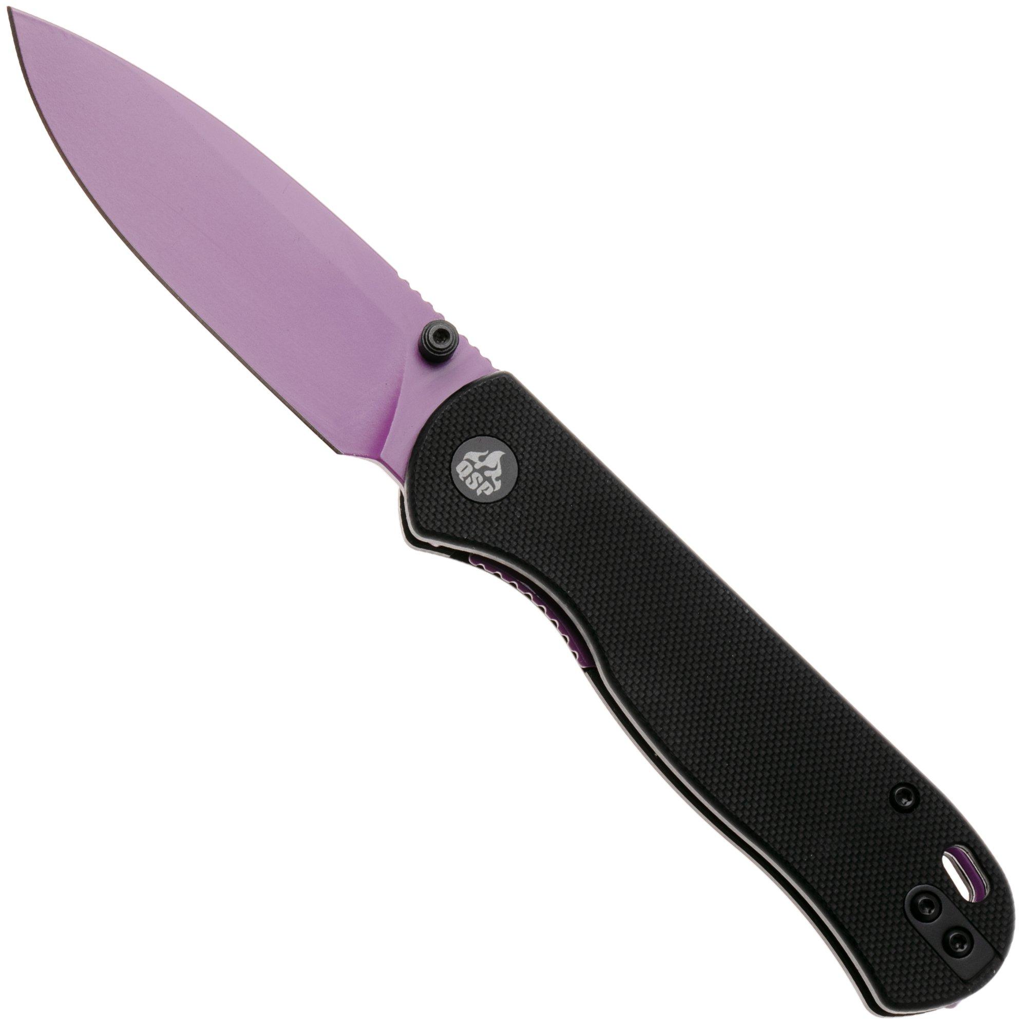 QSP Knife Ferret QS170-A5, Purple Nitro-V, Black G10 zakmes