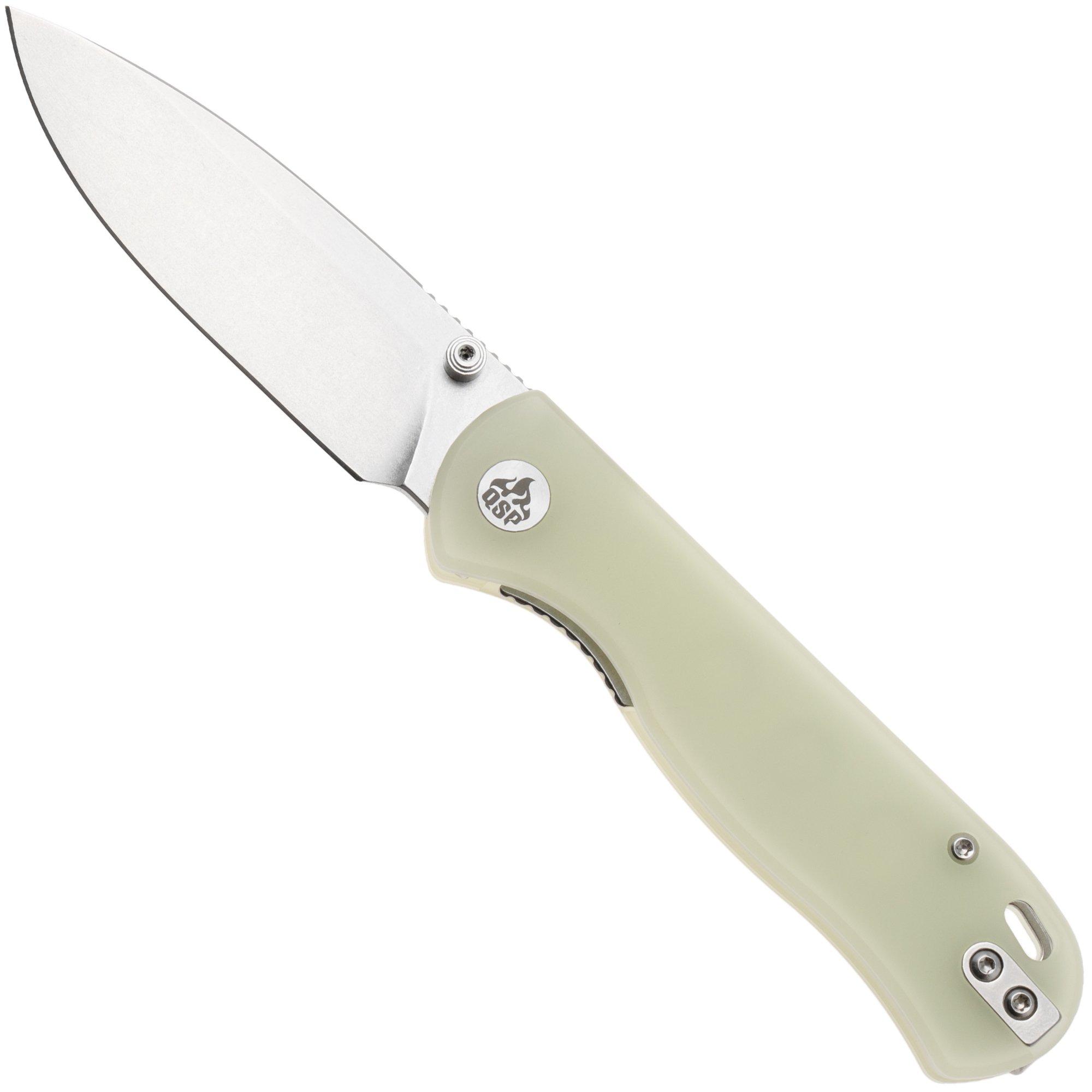 QSP Knife Ferret QS170-C1, Stonewashed Nitro-V, Glow In The Dark Resin zakmes