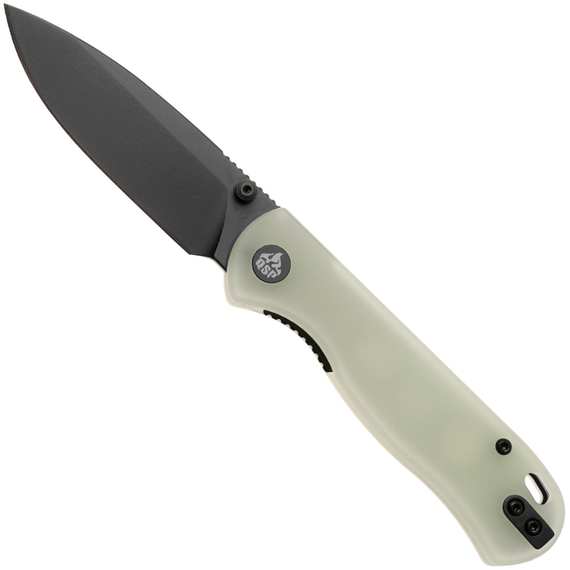 QSP Knife Ferret QS170-C2, Black Nitro-V, Glow In The Dark Resin zakmes