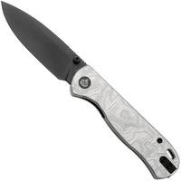 Afbeelding voor QSP Knife Ferret QS170-D2, Black Nitro-V, White Aluminum Foil G10 zakmes