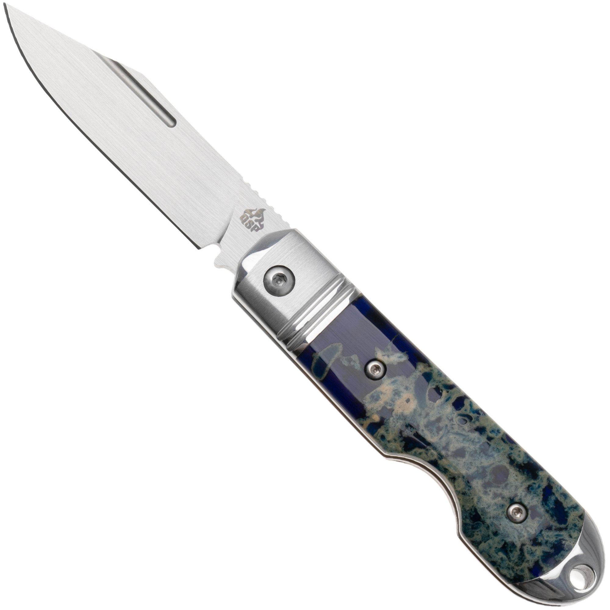 QSP Knife Moray QS171-B, Limited Edition, Satin Vanax, Ocean Blue Raffir Calceon zakmes