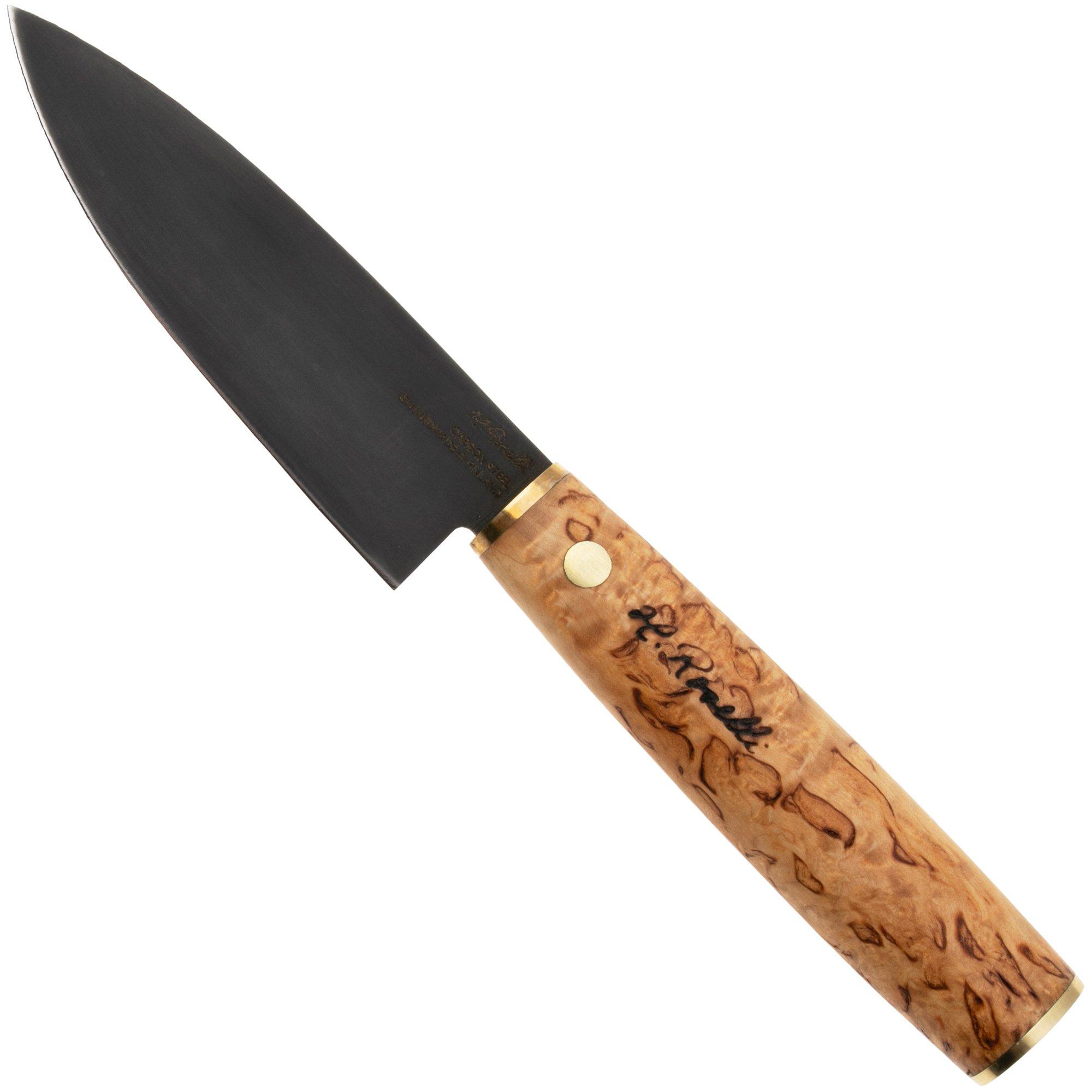Roselli Allround Knife R750 Carbon Steel, Curly Birch, universeelmes, 12 cm