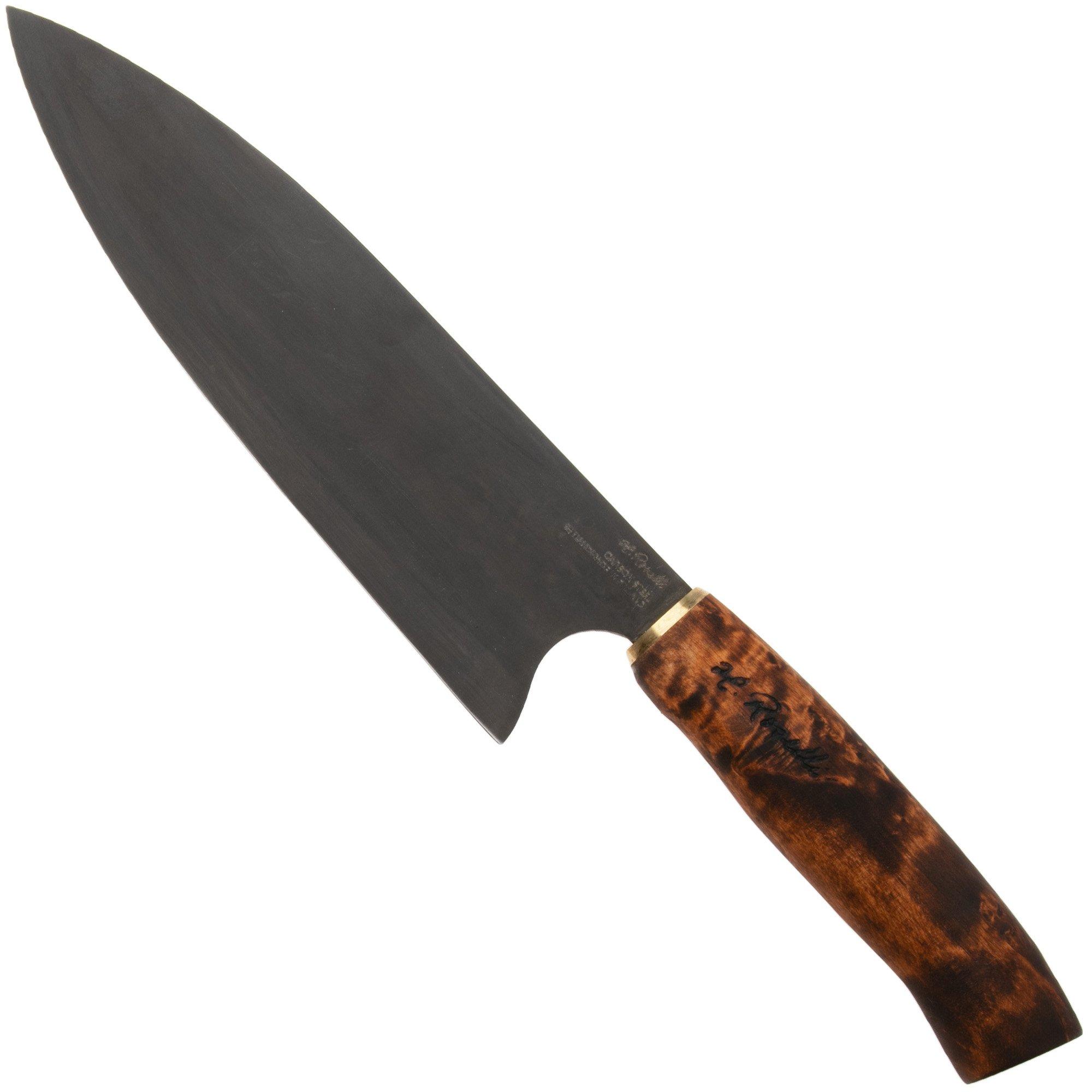 Roselli Gyuto Chef Knife R770D Carbon Steel, Stained Curly Birch, Kochmesser, 19.5 cm