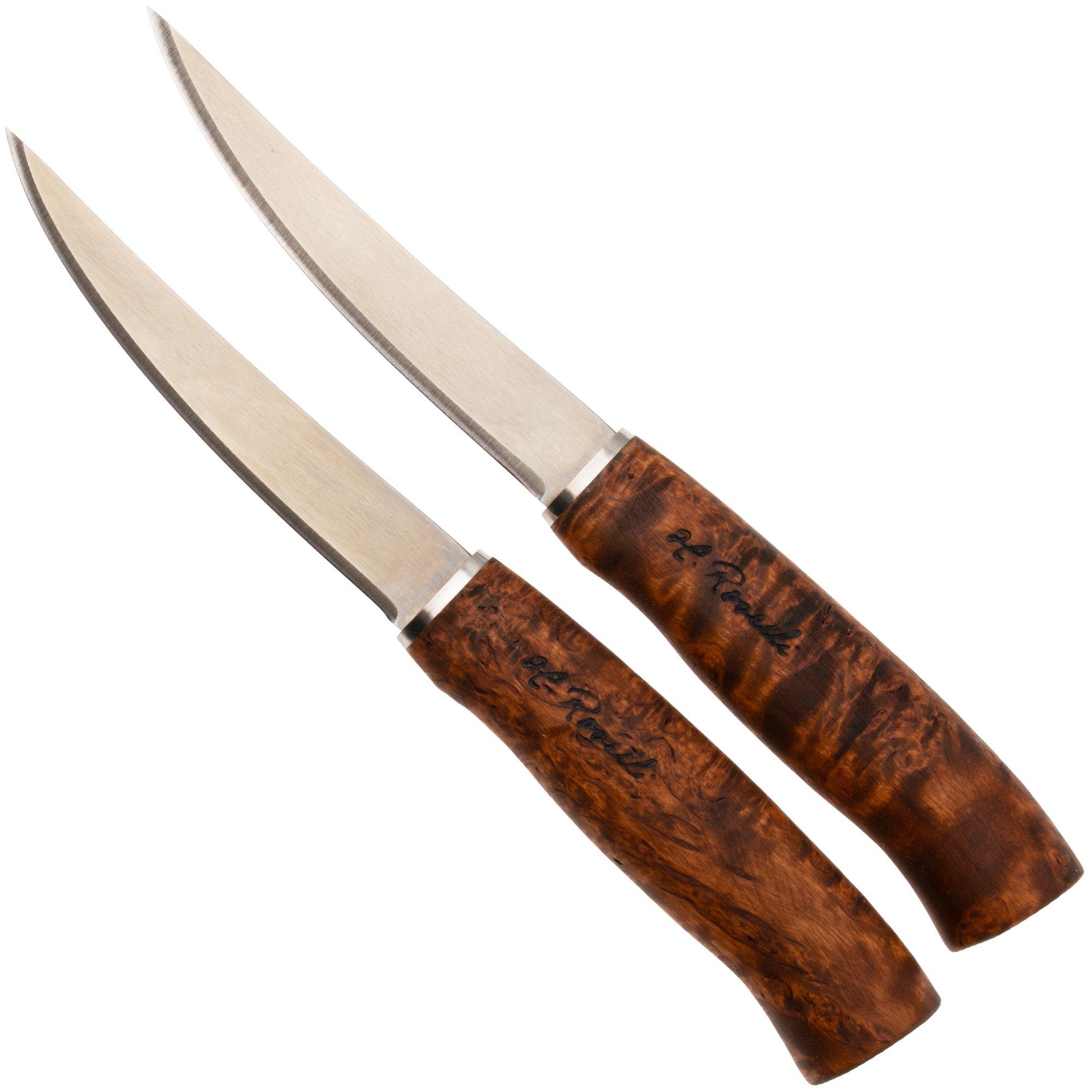 Roselli Steak Knife Set RW791 UHC, Stained Curly Birch, Steakmesser Set, 2-teilig