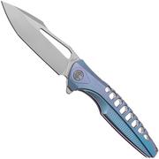 Rike Knife Thor 5 Bead Blasted M390, Blue Titanium, integraalzakmes