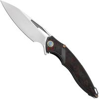 Afbeelding voor Rike Knife 1902 RK1902RED Böhler M390, Titanium FrameLock, Red Carbon Fiber, zakmes
