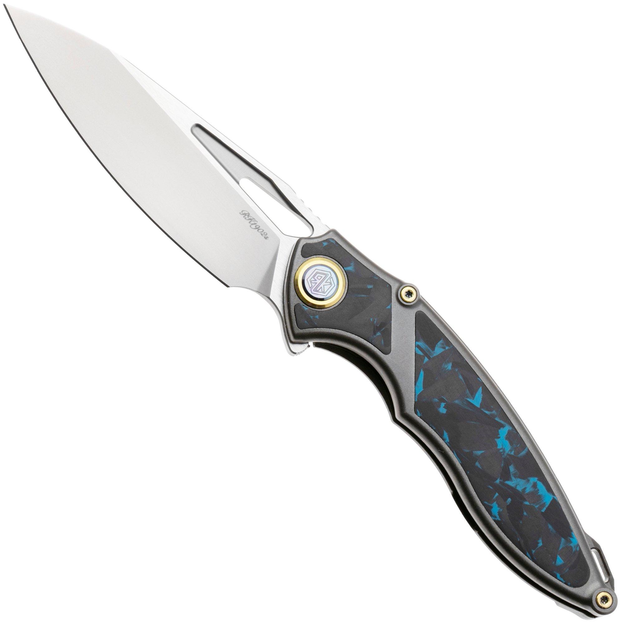 Rike Knife 1902 RK1902S Böhler M390, Titanium Blue Carbon Fiber, zakmes