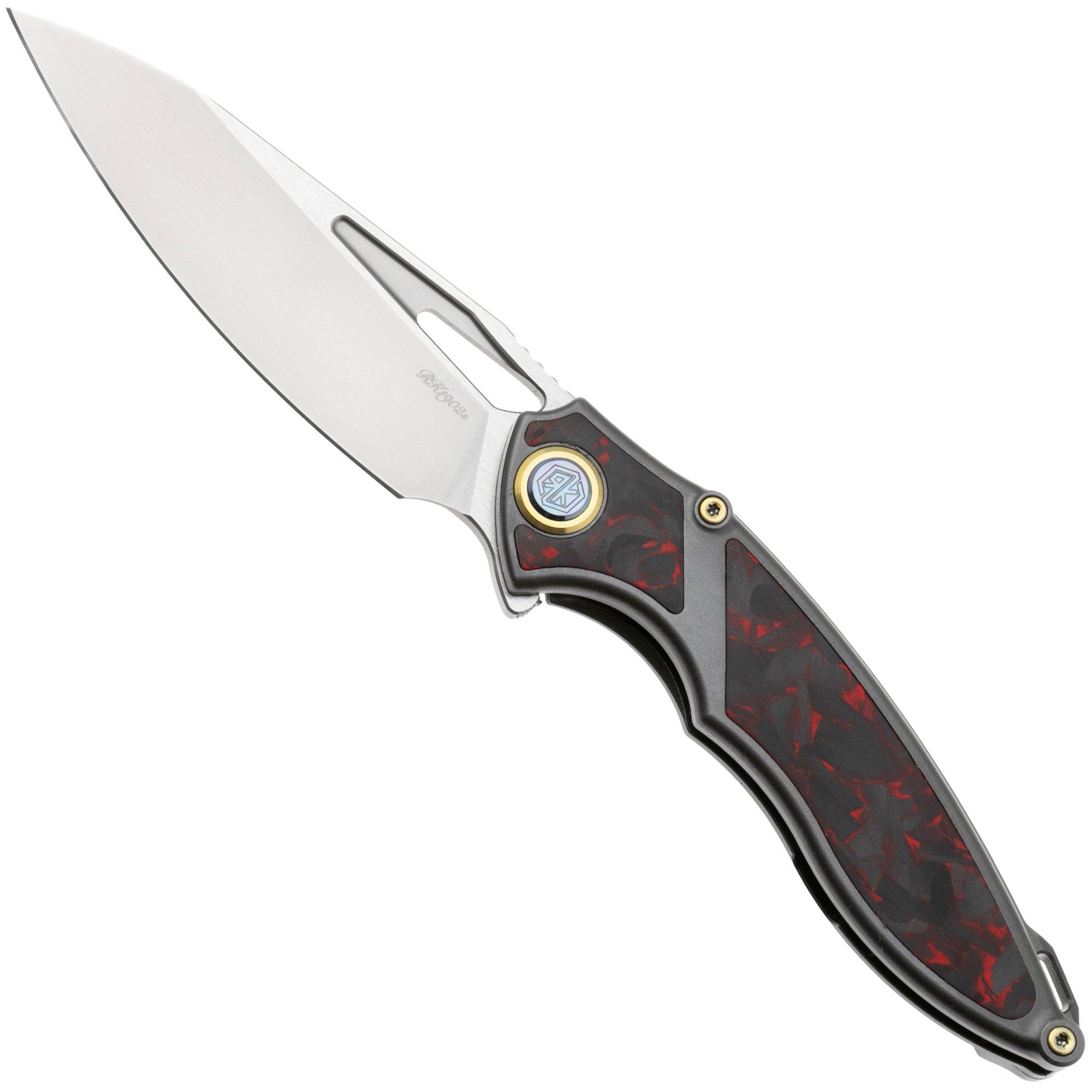 Rike Knife 1902 RK1902S Böhler M390, Titanium Red Carbon Fiber, zakmes