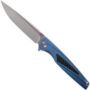 Rike RK803CH-B Blue, Coltello da tasca in fibra di carbonio intarsiata