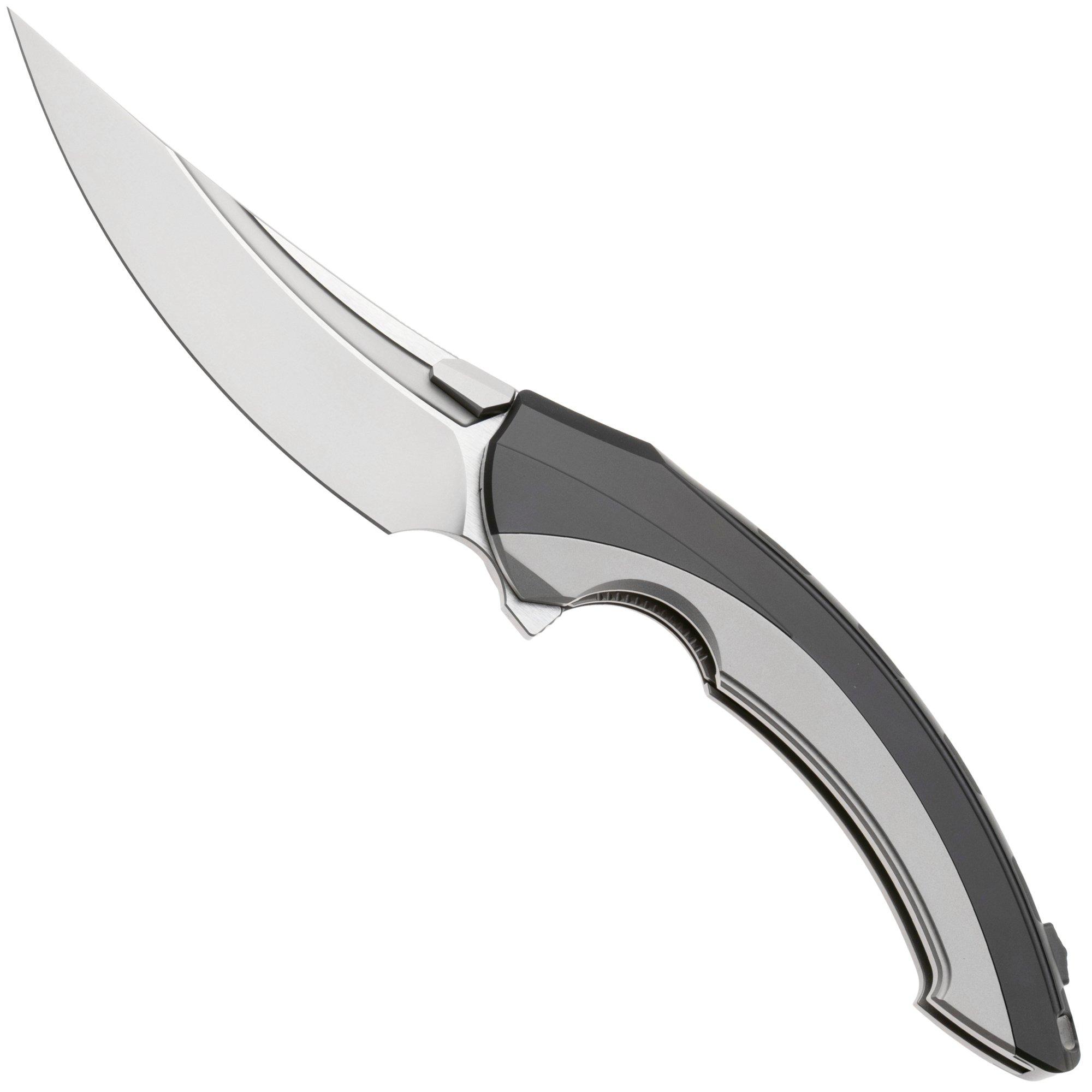 Nóż składany Rike Knife Lamella Bead Blasted Böhler M390, Black DLC Titanium Handle