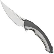 Rike Knife Lamella Bead Blasted Böhler M390, Black DLC Titanium Handle, zakmes