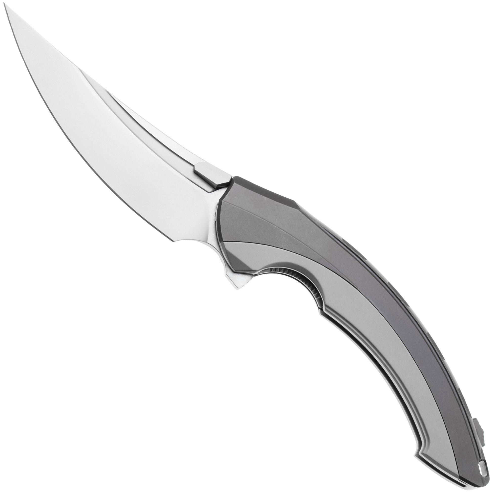 Nóż składany Rike Knife Lamella Bead Blasted Böhler M390, Dark Grey Titanium Handle
