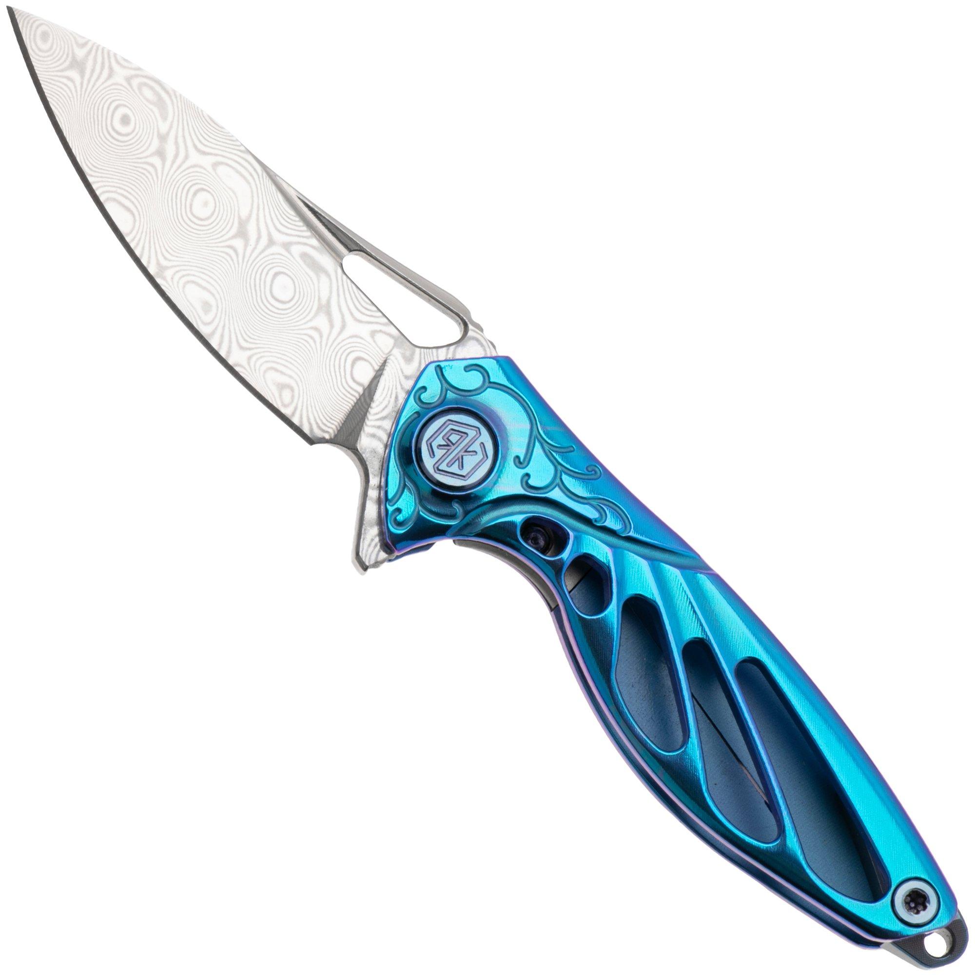 Rike Mini Hummingbird Taschenmesser Damast, blau