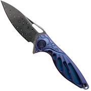 Rike Mini Hummingbird coltello da tasca damascato, blu