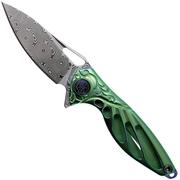 Rike Mini Hummingbird coltello da tasca damascato, verde