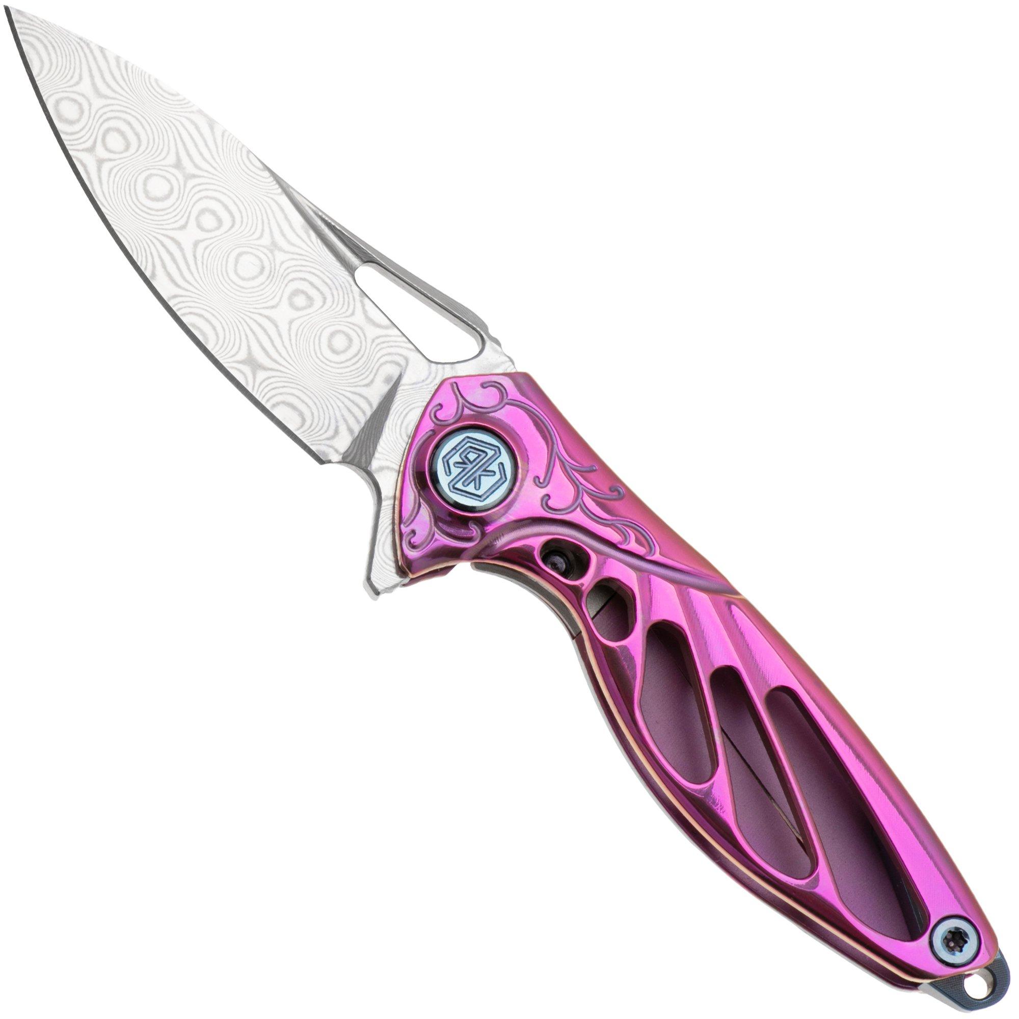 Rike Mini Hummingbird Taschenmesser Damast, rosa