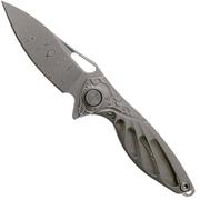 Rike Mini Hummingbird couteau de poche damascus, stonewashed