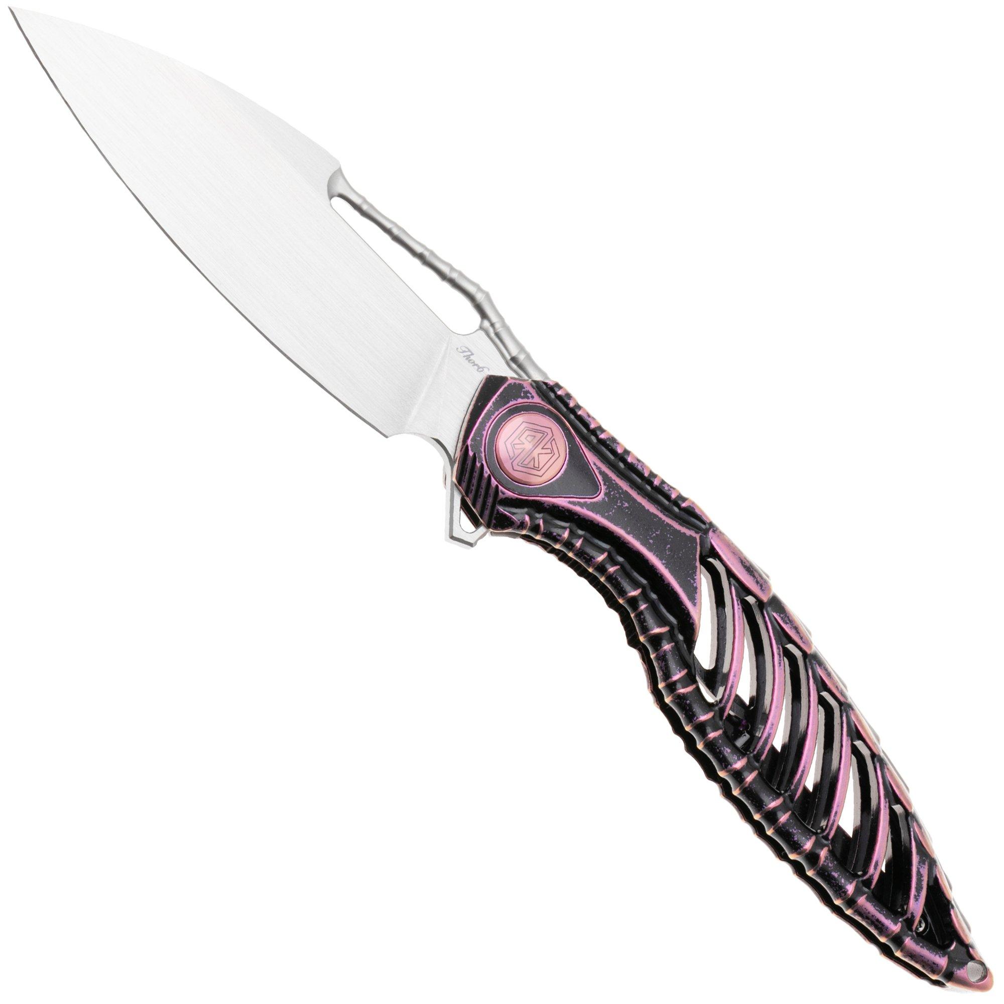 Rike Knife Thor6-M-BP Satin M390, Black Purple Titanium, zakmes