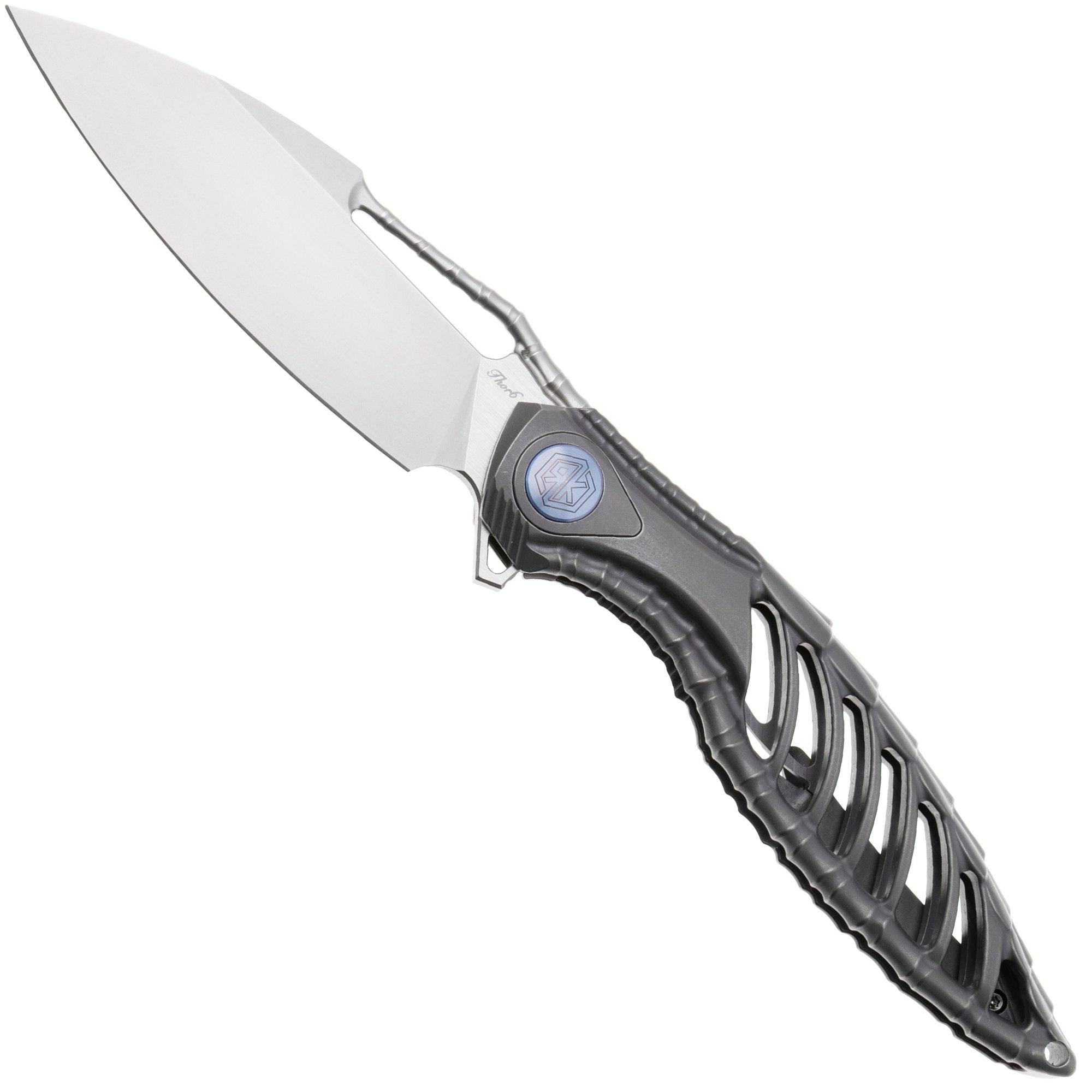 Rike Knife Thor6-M-DG Bead Blasted Böhler M390, Titanium Dark Gray, pocket knife