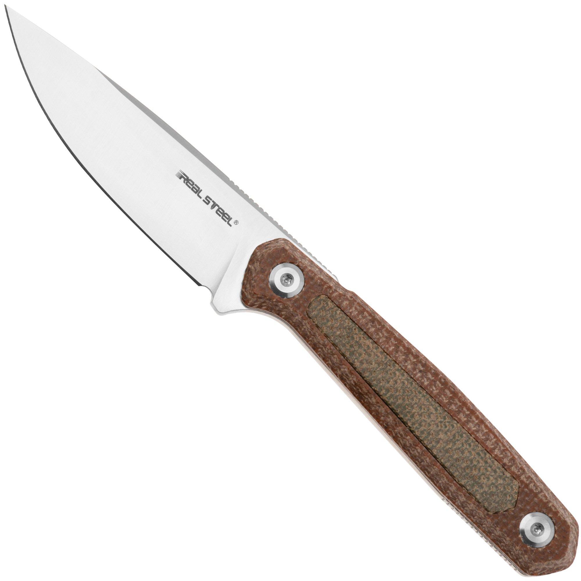 Nóż z głownią stałą Real Steel Dex 3501NG Böhler K110, Natural Green Micarta, projekt Ostap Hel