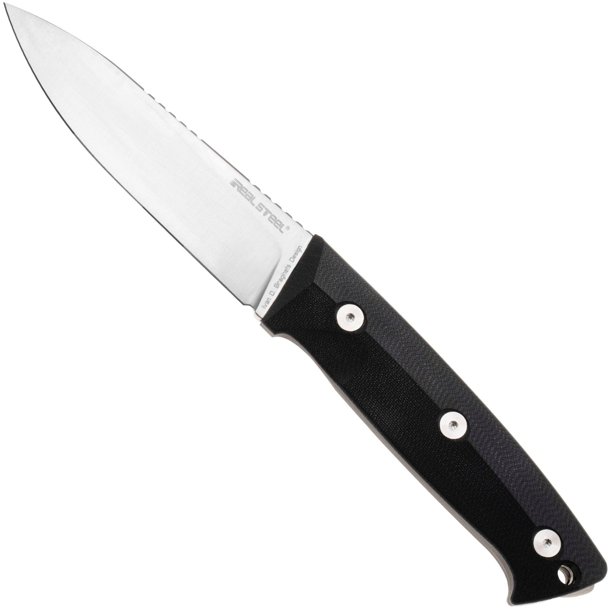 Real Steel Black Thorn 3621BS, Satin K110, Black G10 Fahrtenmesser, Ivan Braginets Design