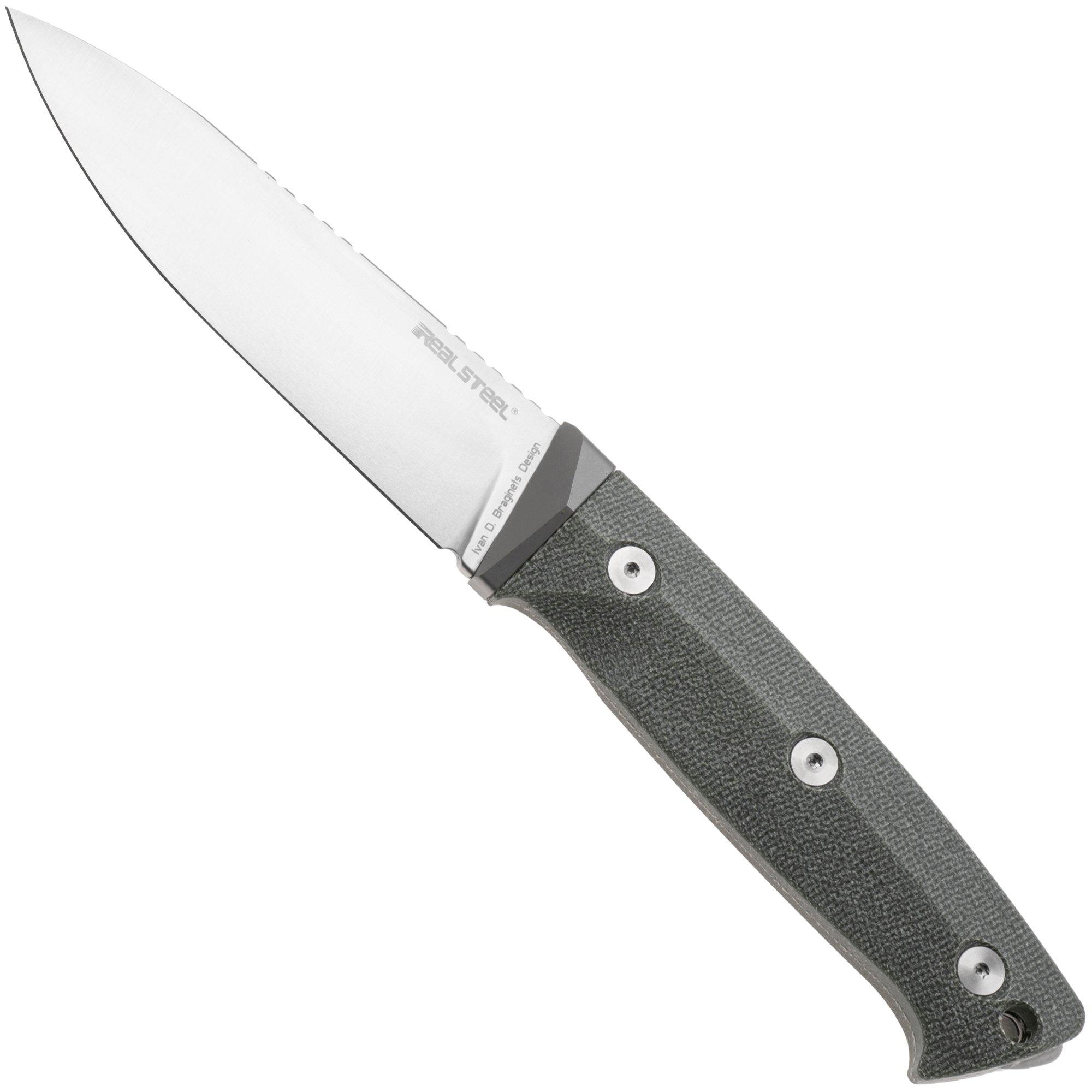Real Steel Black Thorn 3621GM, Satin K110, Green Micarta Fahrtenmesser, Ivan Braginets Design